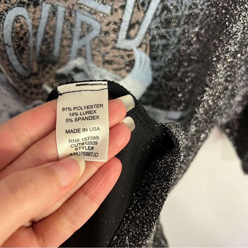 Altar'd State M Shimmer Glitter World Tour 1987 Oversized Tee Pegasus Grunge - Picture 7 of 8